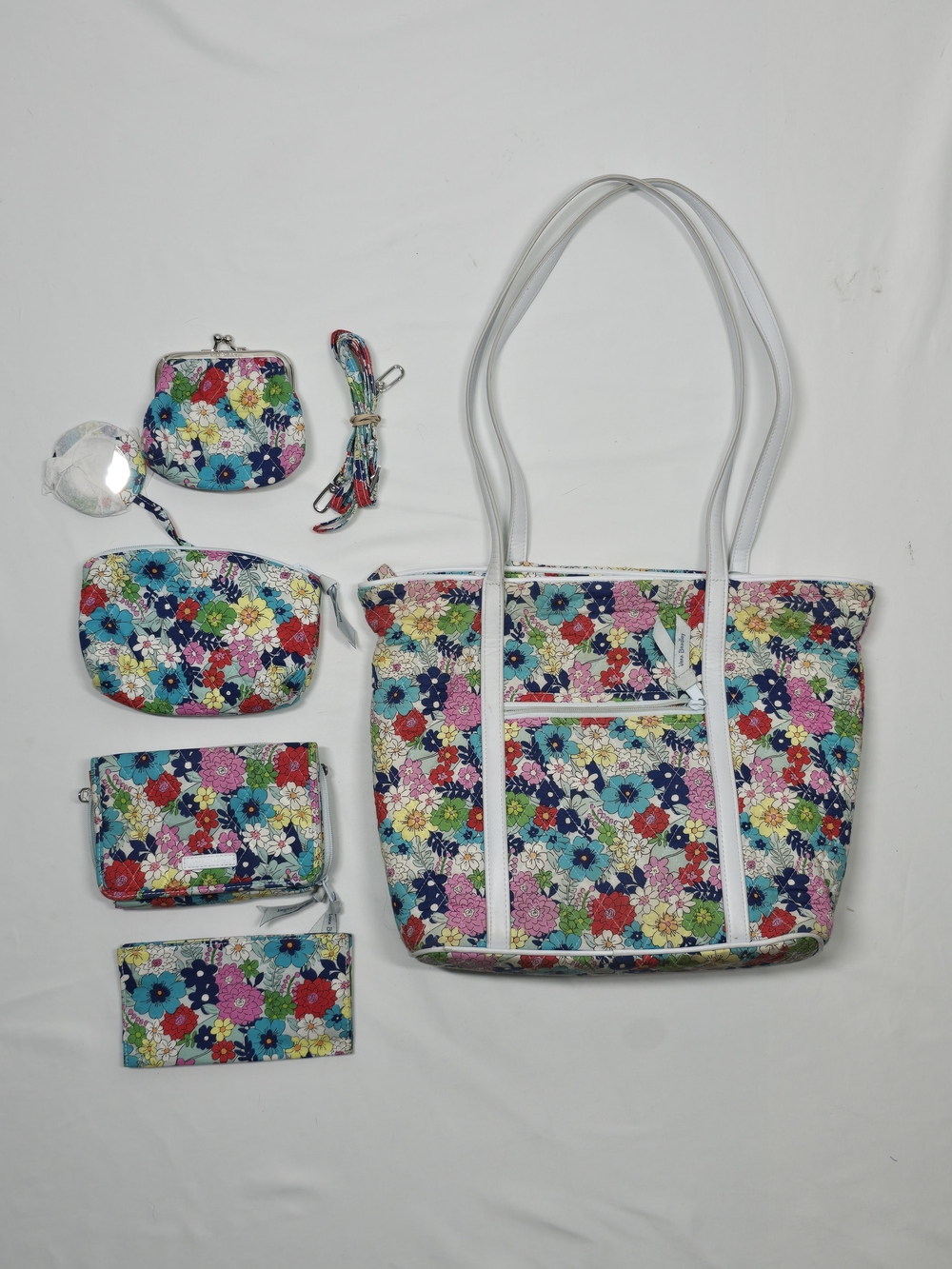 Vera Bradley Quilted Floral Tote Bag & Matching 5-Piece Accessories Set